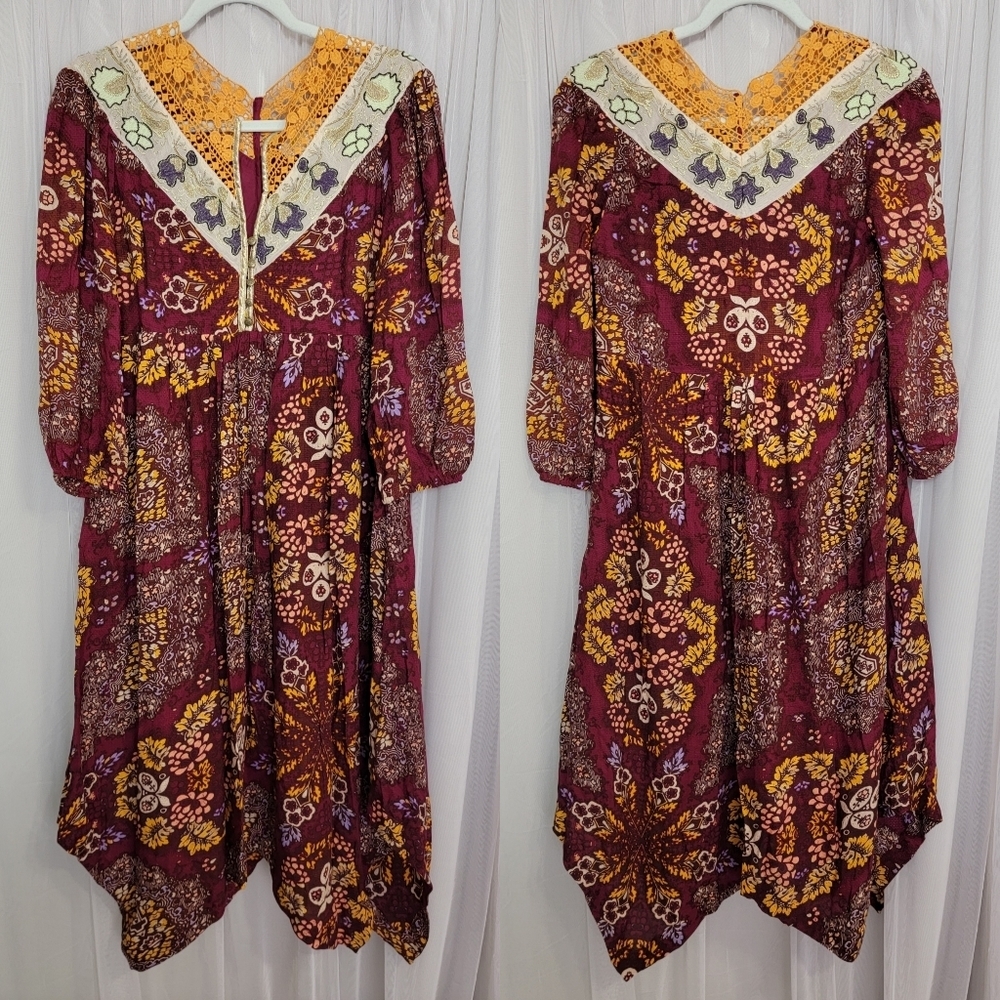 Anthropologie Maeve Meredith Embroidered Midi Dress